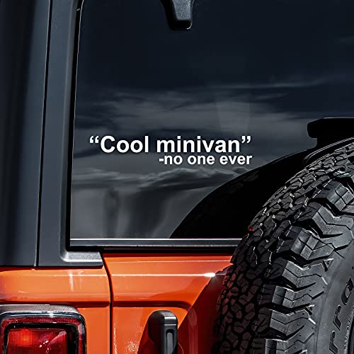 Cool Minivan Vinyl Decal Sticker - 8" x 1" - White
