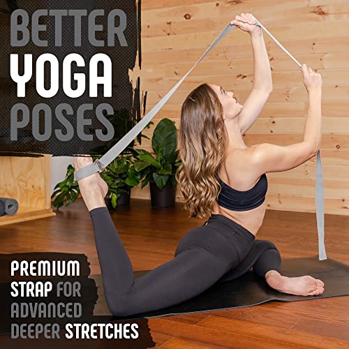Yoga Strap with Friction-Less Buckle - 8 Feet, Grey