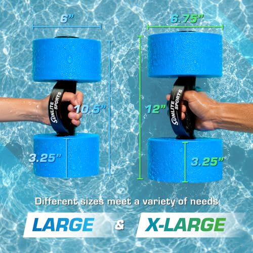 Sunlite Sports Large Blue Water Exercise Dumbbells – High-Density EVA Foam Set of 2