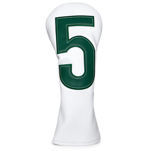 Barudan #5 Golf Fairway Wood Head Cover White Leather 5 Wood Cover Golf Club Cover for Men/Women Golfer Designed to fit All Brand Adams,Cleveland, Cobra,Etc.