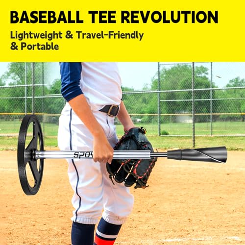 SPOYNAL 25"-37" Adjustable Batting Tee for Baseball & Softball – Soft-Touch Top, Round Base