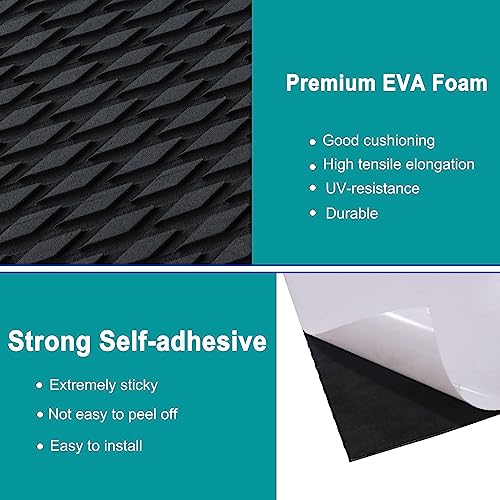 HJdeck EVA Boat Flooring 47.2"x11.8" Self-Adhesive Non-Slip Decking Sheet Black