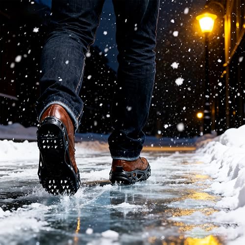 Ice Cleats with Straps - Non-Slip Traction Overshoes, X-Large (10-13 Men/11.5-14 Women)