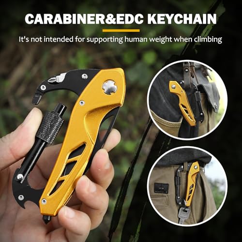 6-in-1 Carabiner Multitool with Folding Knife - Gold