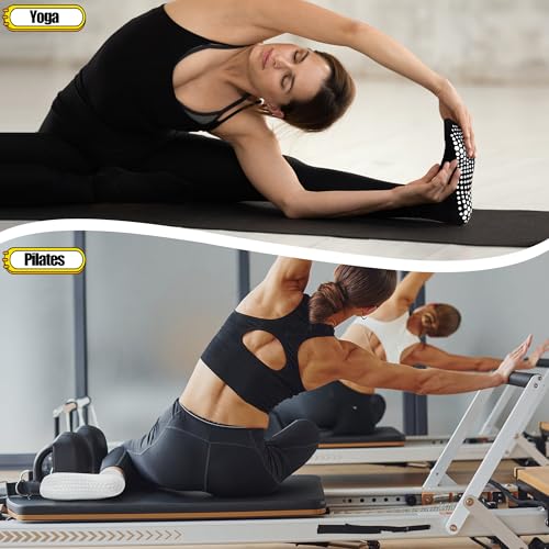 Non-Slip Pilates Grip Socks for Women - 6 Pack (2 Black, 2 White, 2 Light Grey)