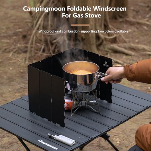 Campingmoon Foldable Aluminum Windshield for Camping Stoves, 10 Plates