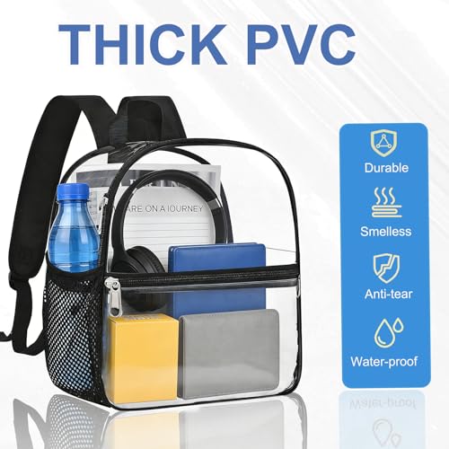 Clear Stadium Backpack - Heavy Duty Mini Bag with Front Pocket