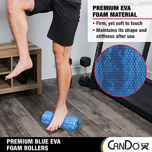 CanDo Blue Marble 6 x 36 Inch Half-Round High-Density EVA Foam Roller for Muscle Recovery