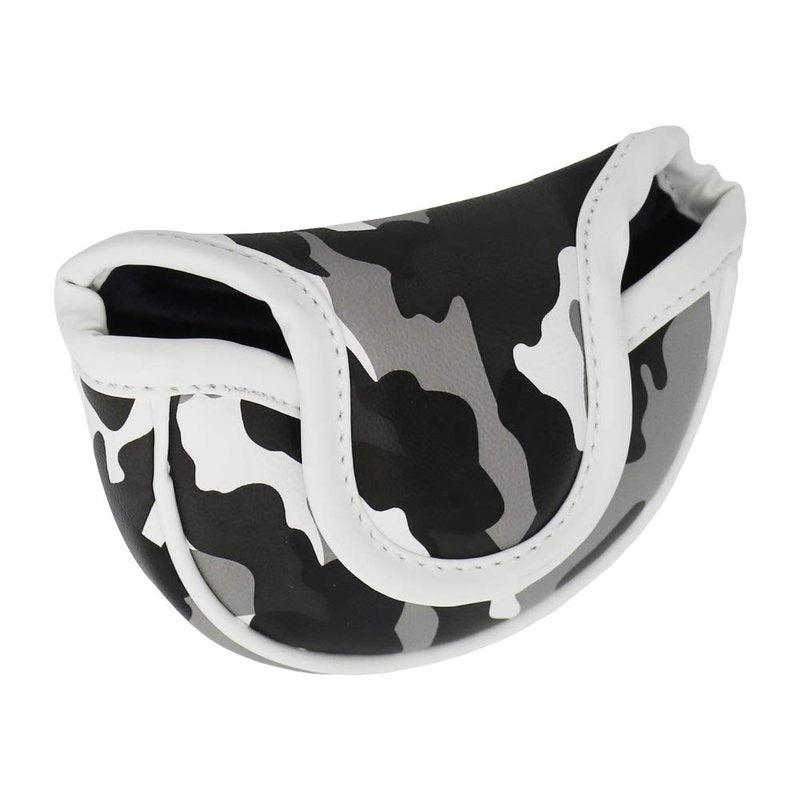 Seacloud Golf Head Cover Small Size PU Leather Camouflage Style Mallet Putter Headcover Designed for Smaller Mallet - Gray
