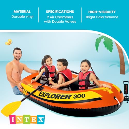 Compact Inflatable Boat for 3 People with Oars & Dual Air Chambers