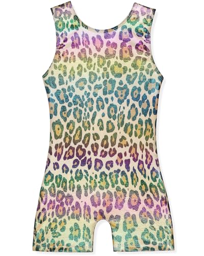 Gymnastics Leotard for Girls - Shiny Toddler Biketard 2-3T Leopard