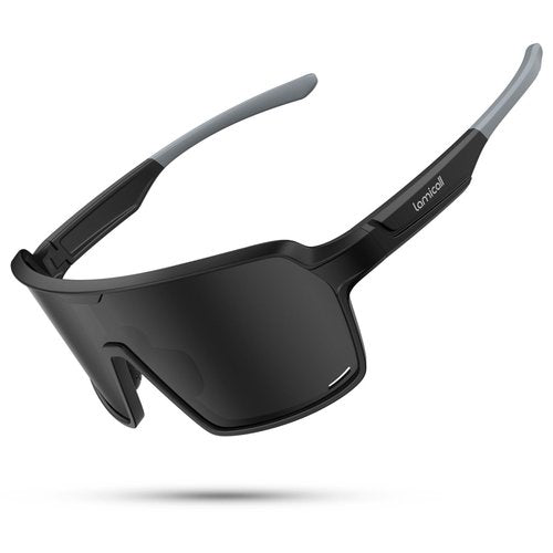 Lamicall Polarized Sports Sunglasses for Men Women, [29g Ultralight] UV400 Protection Sun Glasses for Cycling Running Baseball Fishing Golf Beach Volleyball, Full Frame, Black