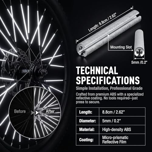 72 PCS Reflective Spoke Skin Covers - Motorcycle Bicycle Safety