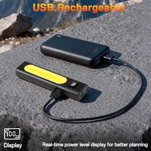 Huccbs 2 Pack Rechargeable Magnetic LED Work Flashlights 1800 Lumens