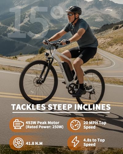 500W Electric Mountain Bike for Adults - 74 Miles Range, 6-Speed