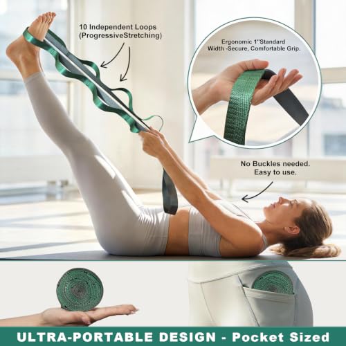 Stretching Strap with Loops for Physical Therapy & Yoga