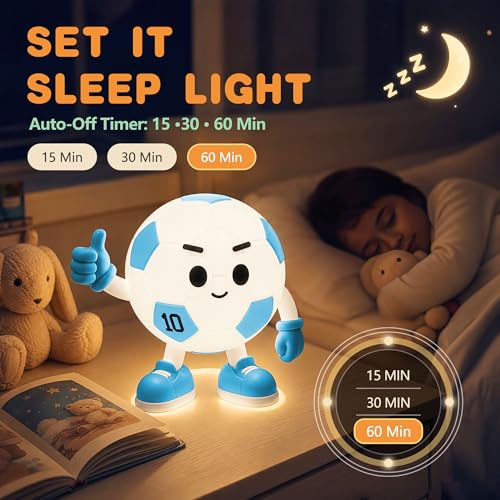Lucky #7 Soccer Night Light - Dimmable Silicone Lamp for Kids
