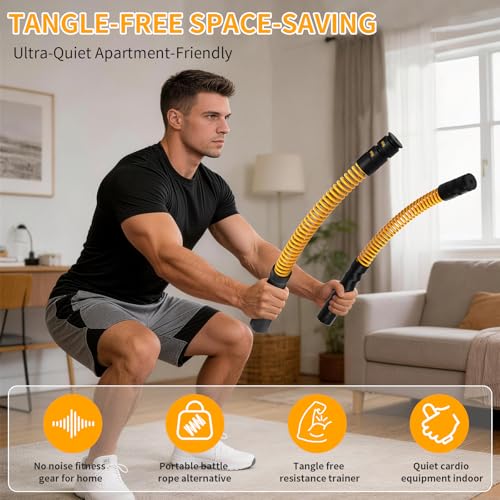 Ropeless Battle Ropes 4.0 - Heavy Duty Portable Steel Core, Standard