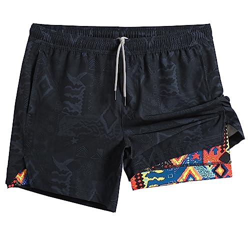Maamgic Men's 5" Gym Running Shorts 2-in-1 Quick Dry Athletic Shorts - Medium, Totem Gray