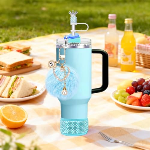 Rhinestone Straw Topper Set for Stanley 30oz & 40oz - Blue