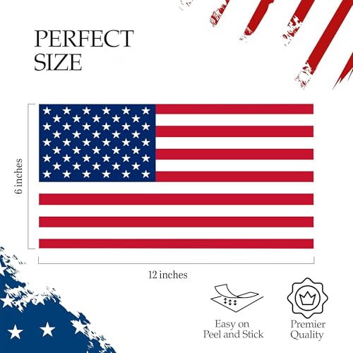 12x6 Inch American Flag Car Decal Sticker - Patriotic Vinyl Bumper Sticker