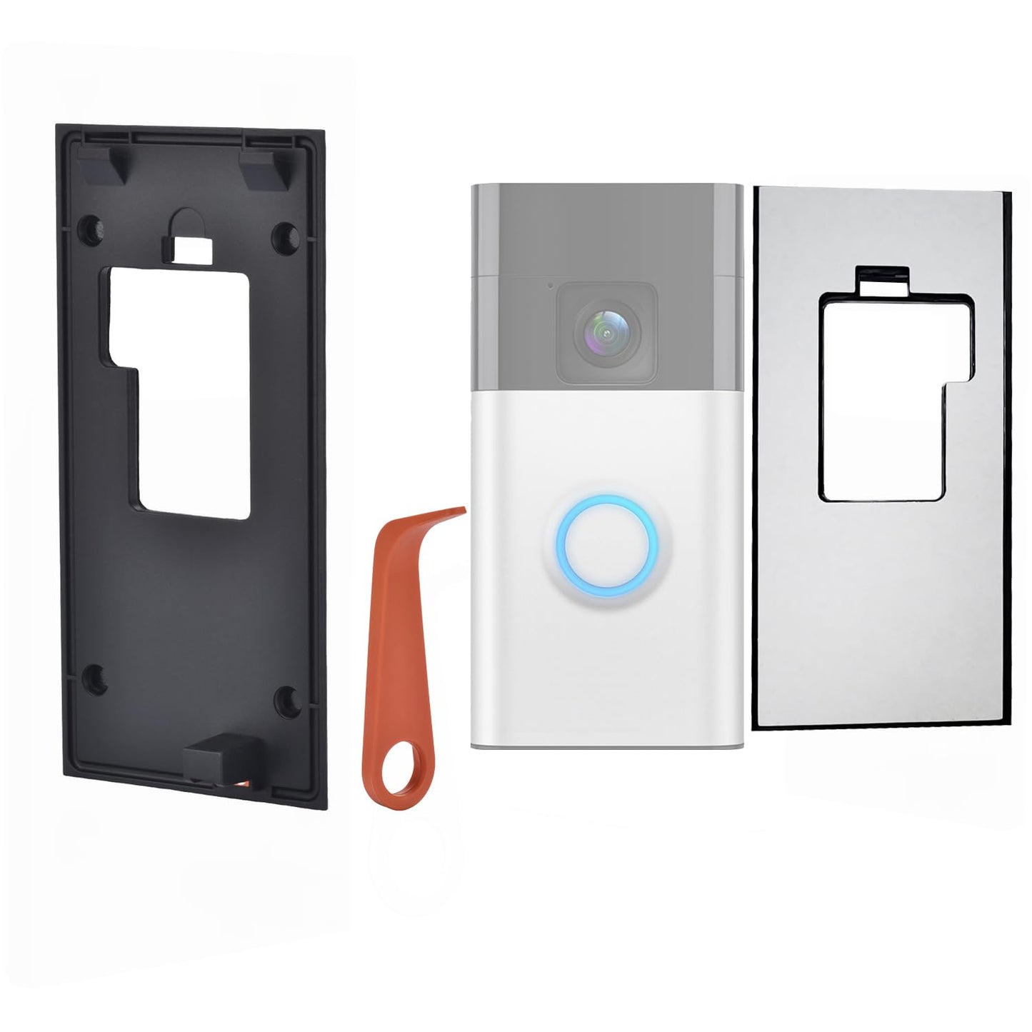 Fansoun Adhesive Video Doorbell Mount for Ring Battery Doorbell(2024 Release) No Drilling Camera Door Mounting Holder Bracket Accessories for Apartments Office Houses (Black)