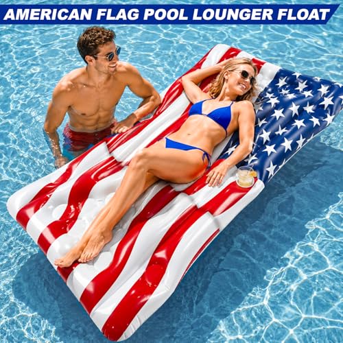 2-in-1 Patriotic Pool Float & Pong Toss Table with 8 Balls – 6x3 ft