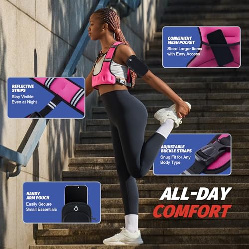 ZELUS Pink Weighted Vest for Women & Men, 8LB U-Shaped Fitness Vest
