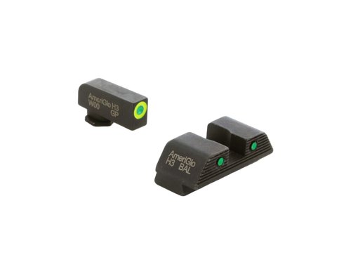 AMERIGLO Trooper Series - Three-Dot Green Tritium Design Glock Set Front Outline LumiGreen Gen 5 9mm/.40