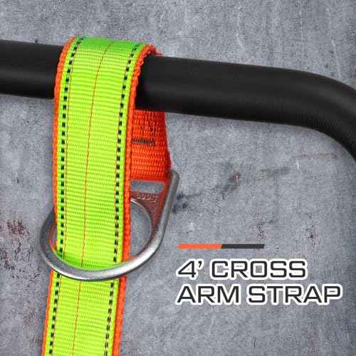 2 Pcs Safety Strap Fall Protection 4' Cross Arm Strap Anchor Fall Protection Pass through with Large and Small D-Ring for Anchorage Sling Compliant Arrest System Lanyard