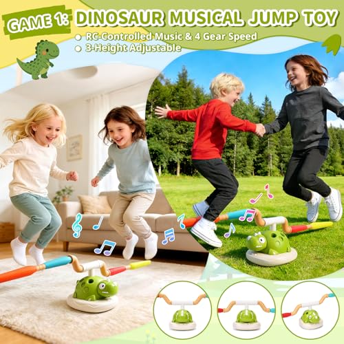 3-in-1 Dinosaur Rocket Launcher Toy - Musical Jump & Toss