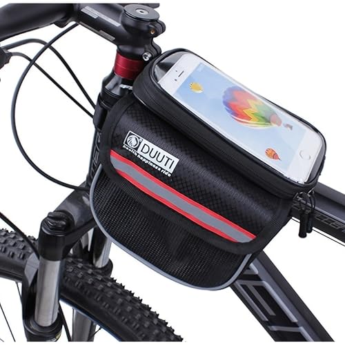 Waterproof Bicycle Phone Holder Bag - Touchscreen, Red