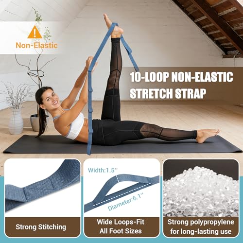 Calf Stretch Slant Board with Strap - Adjustable Wooden Incline Board - Black