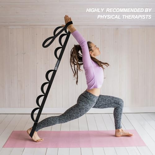 Premium Multi-Loop Stretching Strap for Yoga & Physical Therapy - Black