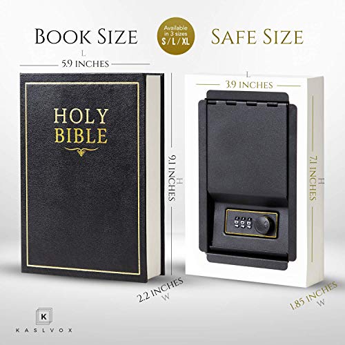 Fake Book Box - Small Safe Box with Combination Lock - Hidden Safe in Plain Sight - Diversion Safes - Secret Safes (Bible) (Large)