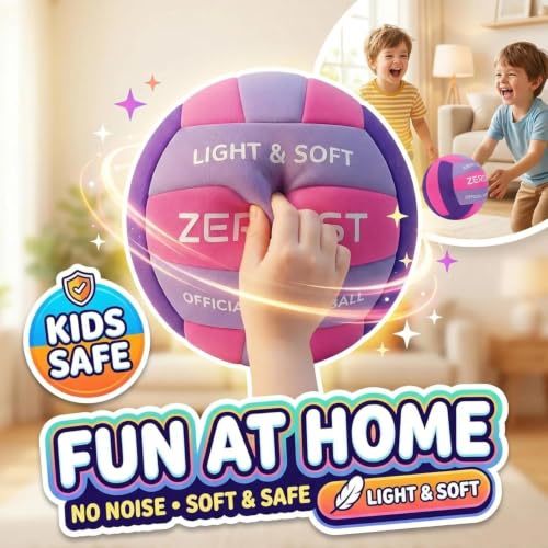 ZERO1ST Kids Soft Silent Size 5 Indoor Volleyball - Purple/Pink
