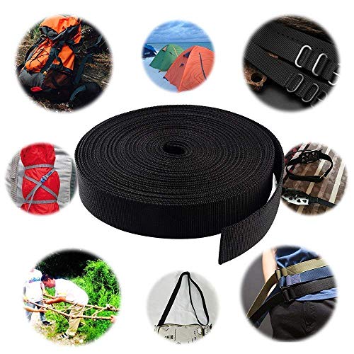 Heavy-Duty Nylon Webbing Strap - 1 Inch Wide, 10 Yards - Black