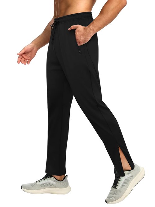 Auxo Men Joggers Pants Athletic Tapered Jogging Pants Leglock Gym Jogger Sweat Pants Ankle Zip with Pockets Black M