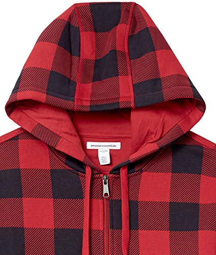 Men's Full-Zip Fleece Hoodie - X-Small Red Buffalo Plaid