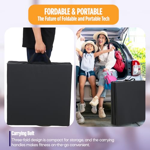 Thick Portable Gymnastics Mat - 6 ft x 2 ft - Black