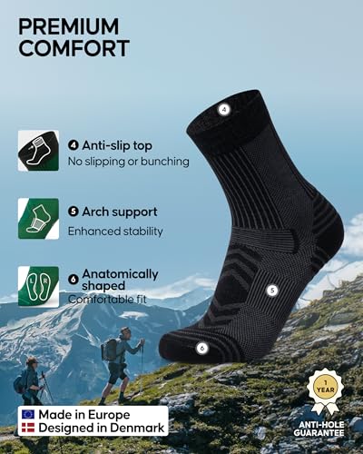 Danish Endurance Merino Wool Socks for Men & Women - Lightweight Hiking Crew Socks