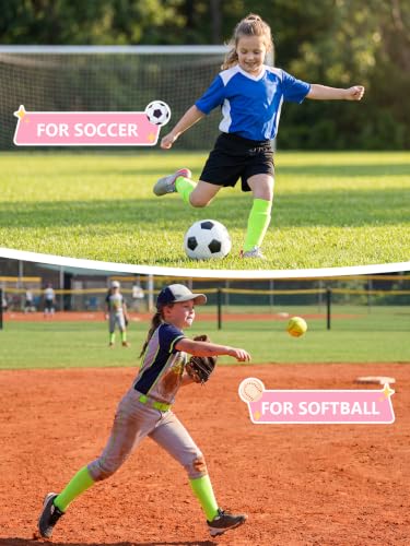 Youth Knee High Soccer Socks for Girls - 2 Pack Neno Green Pink