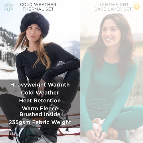 Heavyweight 2-Piece Thermal Underwear Set for Women - Fleece Lined Lounge Set