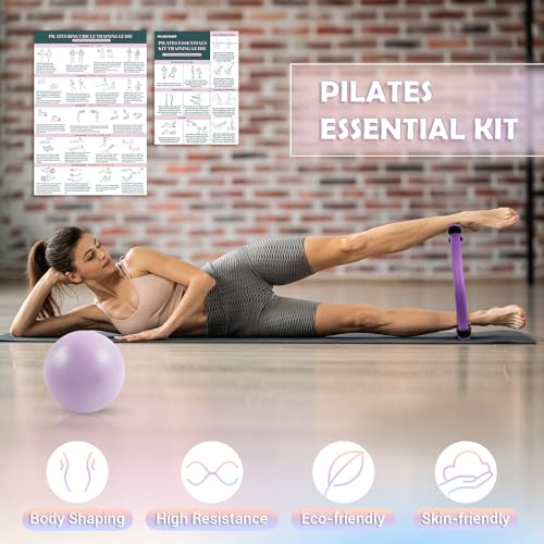 Pilates Ring Set with Resistance Bands and Ball - 12" Home Workout Kit