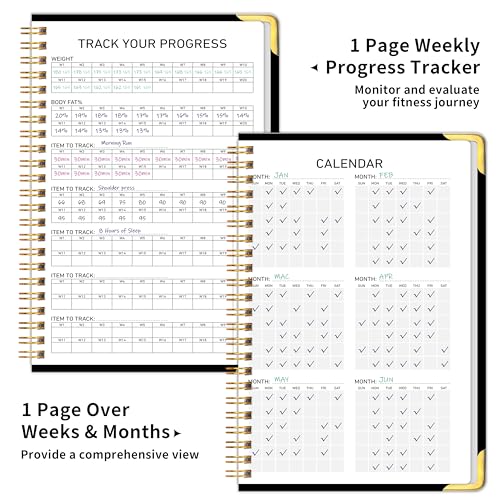 Fitness Workout Journal & Log Book - A5 Size, Black