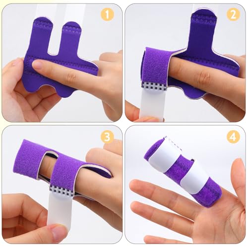 Adjustable Finger Splints - 4 Pack Finger Braces for Injury Recovery