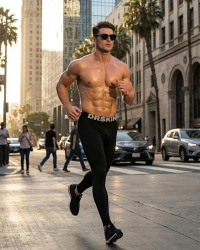 Men's Compression Pants - Quick Dry Leggings Sports Baselayer - Large