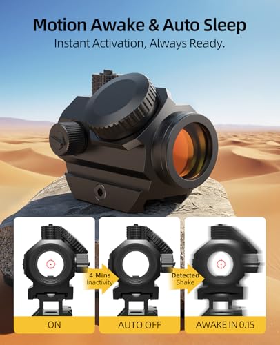EZshoot with 2 MOA Dot & 40 MOA Circle - Multi-Reticle, Red/Green, 1x20mm, Motion Awake Technology, 20,000 Hours Battery Life (Red Dot Variation)