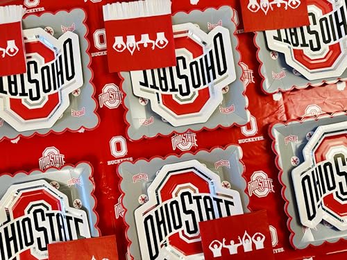 Ohio State Buckeyes Party Supplies 37 Pc Plates Napkins Decor – OSU Theme Party Kit