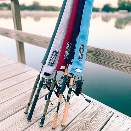 Premium Neoprene Fishing Rod Sleeve – Floating, Puncture Resistant, Labeled Protective Sock for Casting, Spinning, Trolling Fishing Rods